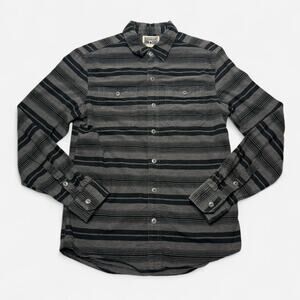 Converse One Star Striped Button-Up Shirt Gray Black Small